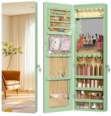 Over the Door Jewelry Organizer with Mirror Door Mirror with Storage