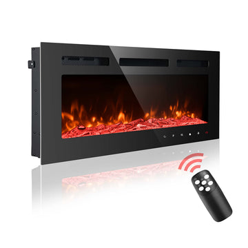 Electric Fireplace Insert 40 Inch, Wall Mounted, Remote Control, 12 Colors