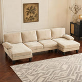 Karl home U-Shape Sectional Sofa Couch 111" Modern 4-Seat Sofa with Chaises Chenille Fabric Upholstered Covertible