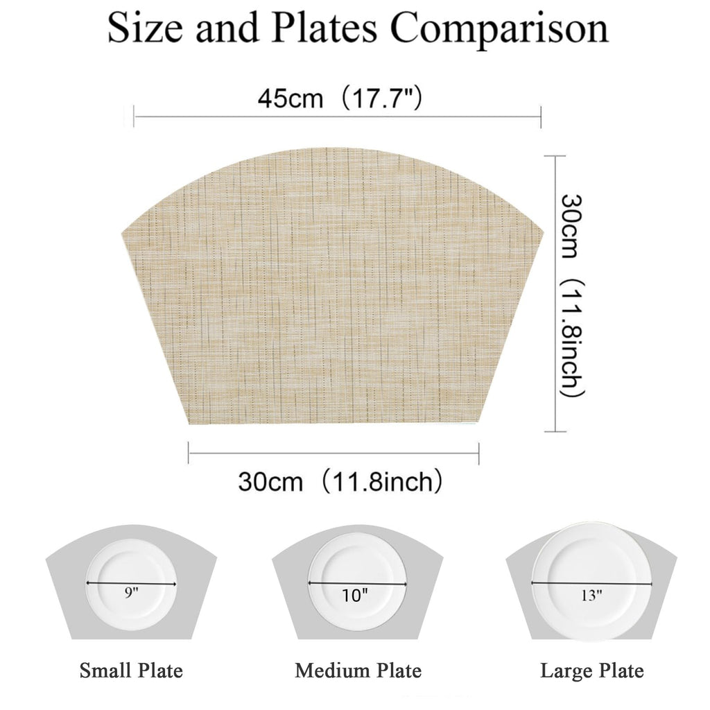 Round Table Placemats Wedge Shaped Placemat Set of 4 Non Slip Heat Resistant Woven Vinyl Table Mats Wipe Clean Indoor