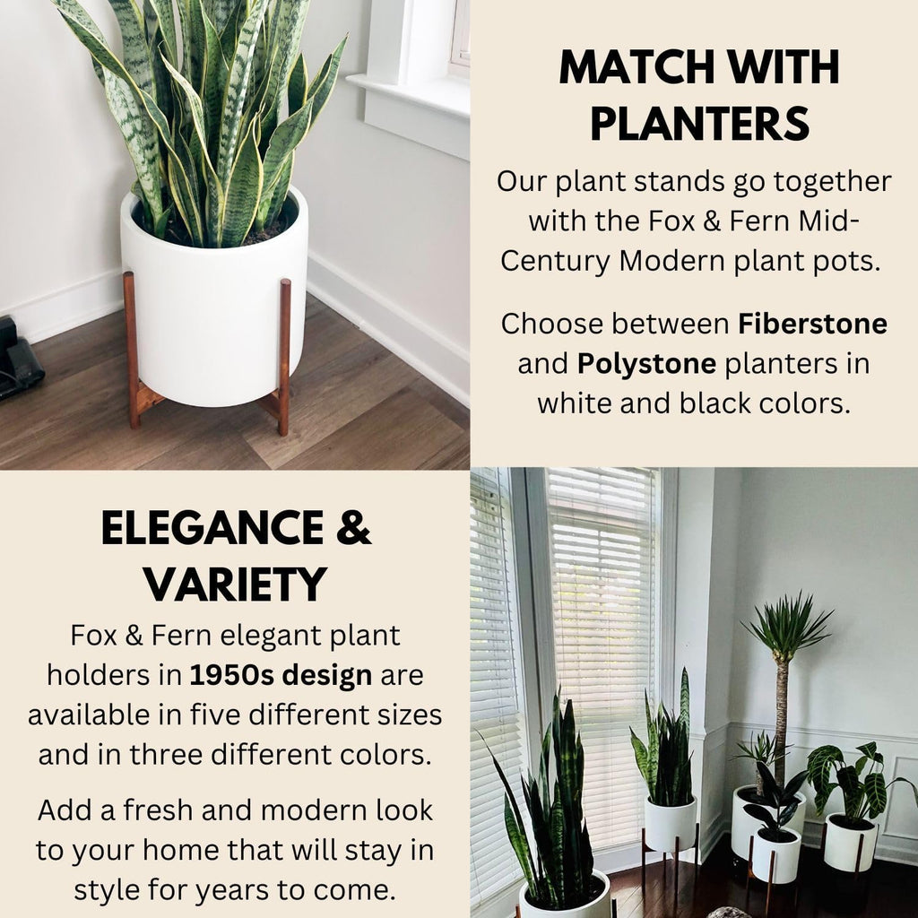 Mid Century Plant Stands for Indoor Planters, Acacia, 14.9 Inch | Plug In Design, Holds 200 lbs, Two High Options