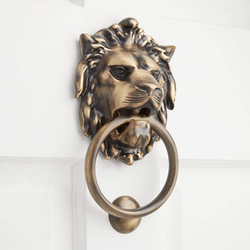 9-3/4" x 5-1/8" Large Solid Brass Lion Door Knocker