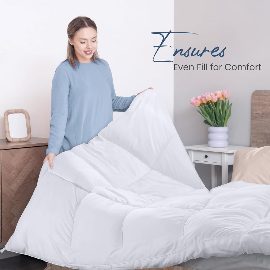 Comforters Queen, All Season Duvet Insert, Down Alternative Box Stitched Bed Comforter with Corner Tabs