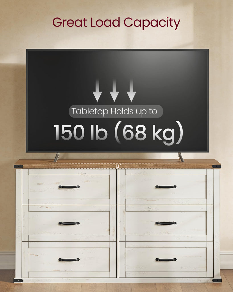 Modern 6-Drawer Dresser, Clothes Storage Cabinet