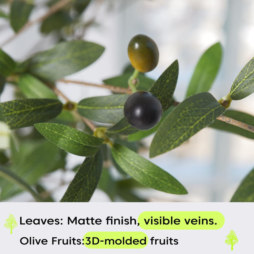 Artificial Olive Tree with White Pot - 6FT Faux Tree Decor.
