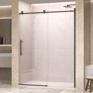 56-60” x 76” Frameless Shower Door, 5/16" (8mm) Clear SGCC Tempered Glass, Bathroom Glass Sliding Shower Doors