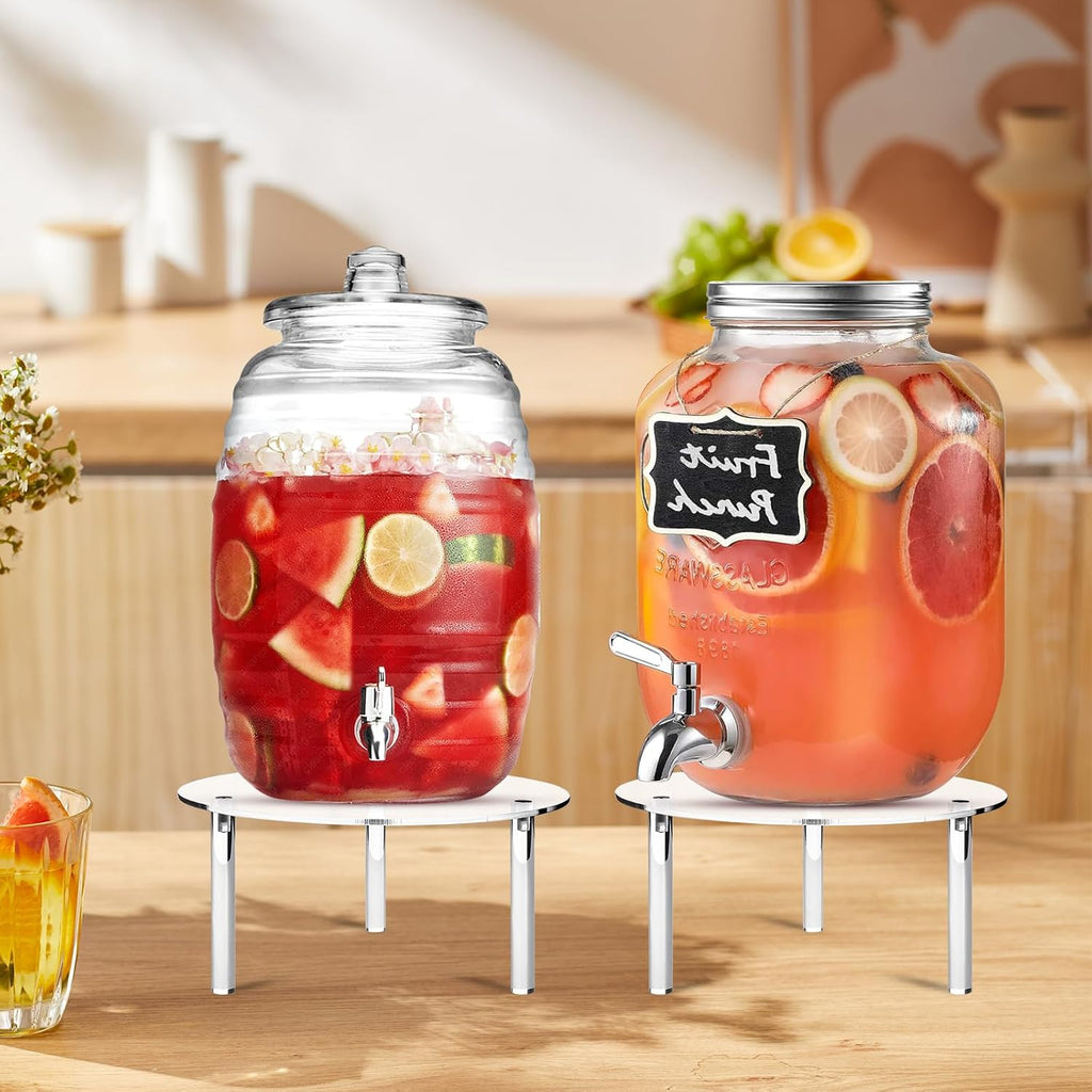 Drink Dispenser Stand, 7.9" Acrylic Water Dispenser And Beverage Dispenser Stand, Clear Acrylic Stands, Pitcher - Set of 4