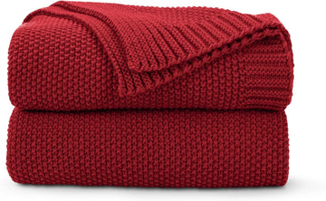 Christmas Red Seed Stitch Throw Blanket 50"x60", Farmhouse Decor