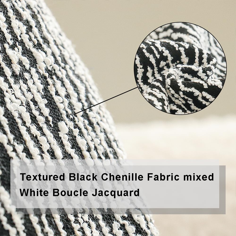 Black White Boho Textured Abstract Throw Pillow Cover, Geometric Minimalist Lumbar Pillowcase for Couch Sofa Bed