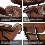 Modern Reading Chair and Ottoman — Walnut Leather