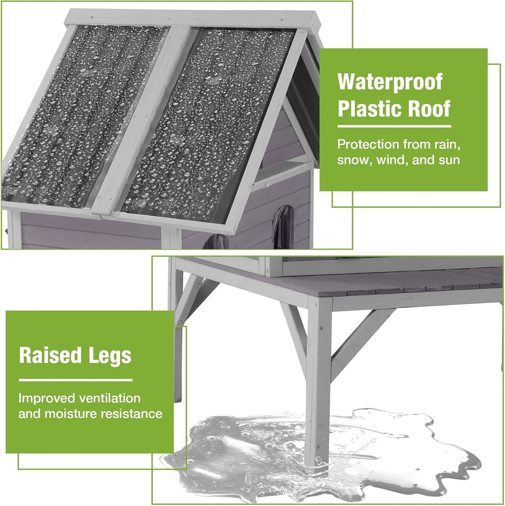 Outdoor Cat House Weatherproof Feral Cat Shelter for Multiple Cats, 2-Story Independent Design with Escape-Friendly