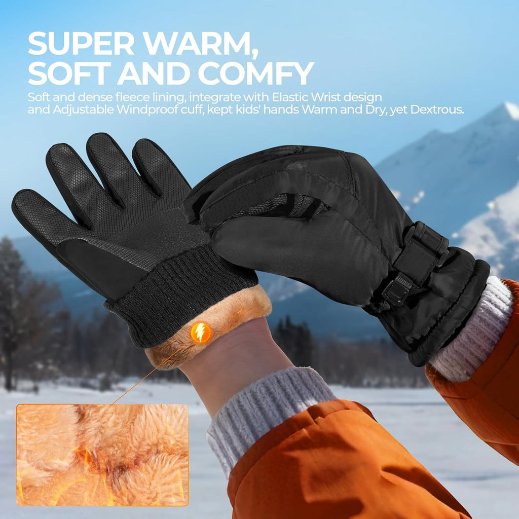Kids Winter Gloves Ski Touchscreen Waterproof Warm for Boys Girls