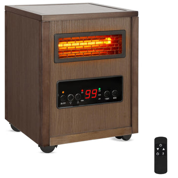 1500W Infrared Dual Heating Space Heater with Remote Control, 3 Heat Modes, Timer, Portable Electric Room Heater with