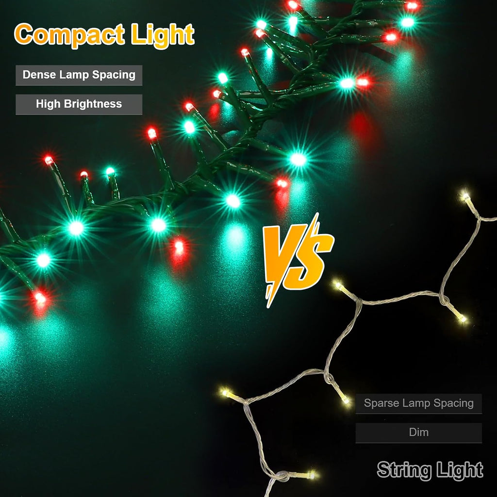 500 LED Red & Green String Lights, 46ft 16 Modes Plug in Christmas Lights, Waterproof Connectable Color Changing