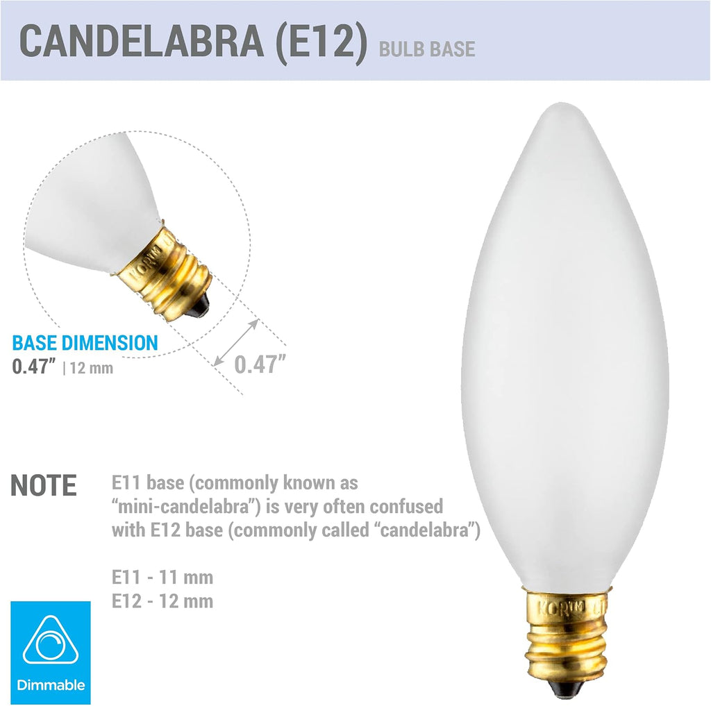 25W Incandescent Chandelier Bulbs, E12 Candelabra Base, 6-Pack