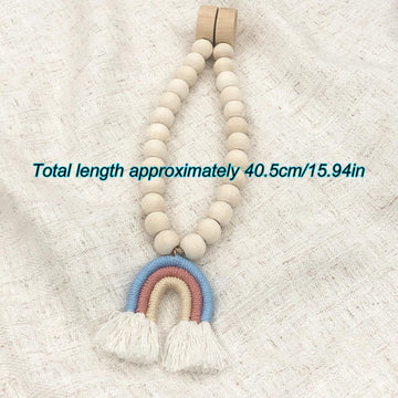 Wooden Beaded Curtain Tiebacks, Tassel Curtain Buckles Magnetic Curtain Buckles, Rainbow Tassel Curtain - 2 Pieces