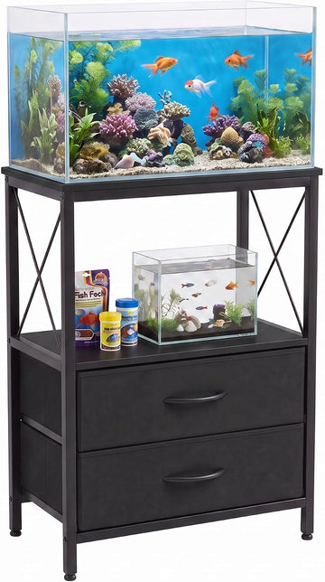 Aquarium Stand 5-10 Gallon with 2 Drawers, Metal Fish Tank Stand