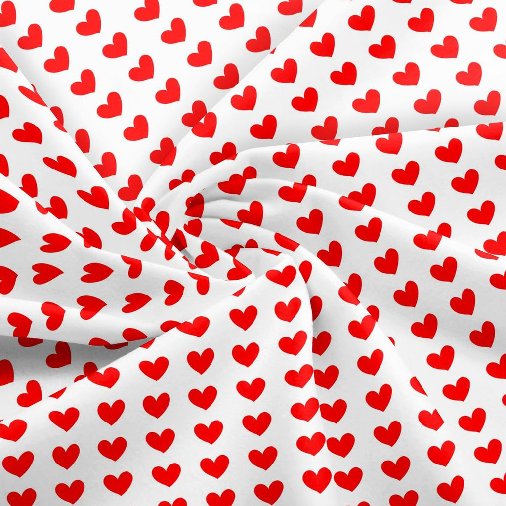 Red Romantic Fabric by The Yard Soft Polyester, Red Heart WaterproofFabrics, Love Heart Pattern White Fabric for Arts