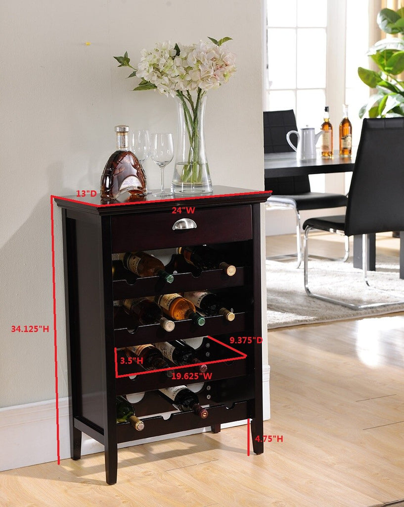 Wood Buffet Wine Rack Cabinet with Drawer, Dark Cherry