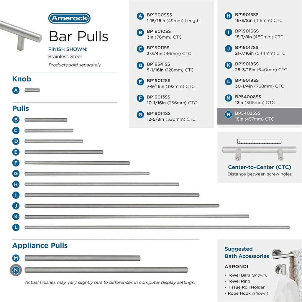18" Bar Pulls Stainless Steel Appliance Pull