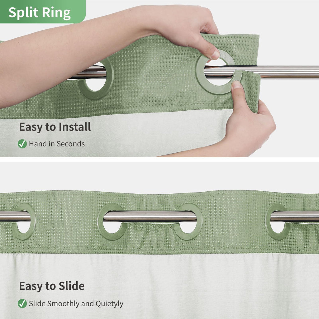 No Hook Check Waffle Stall Shower Curtain Set, 60 x 74 in