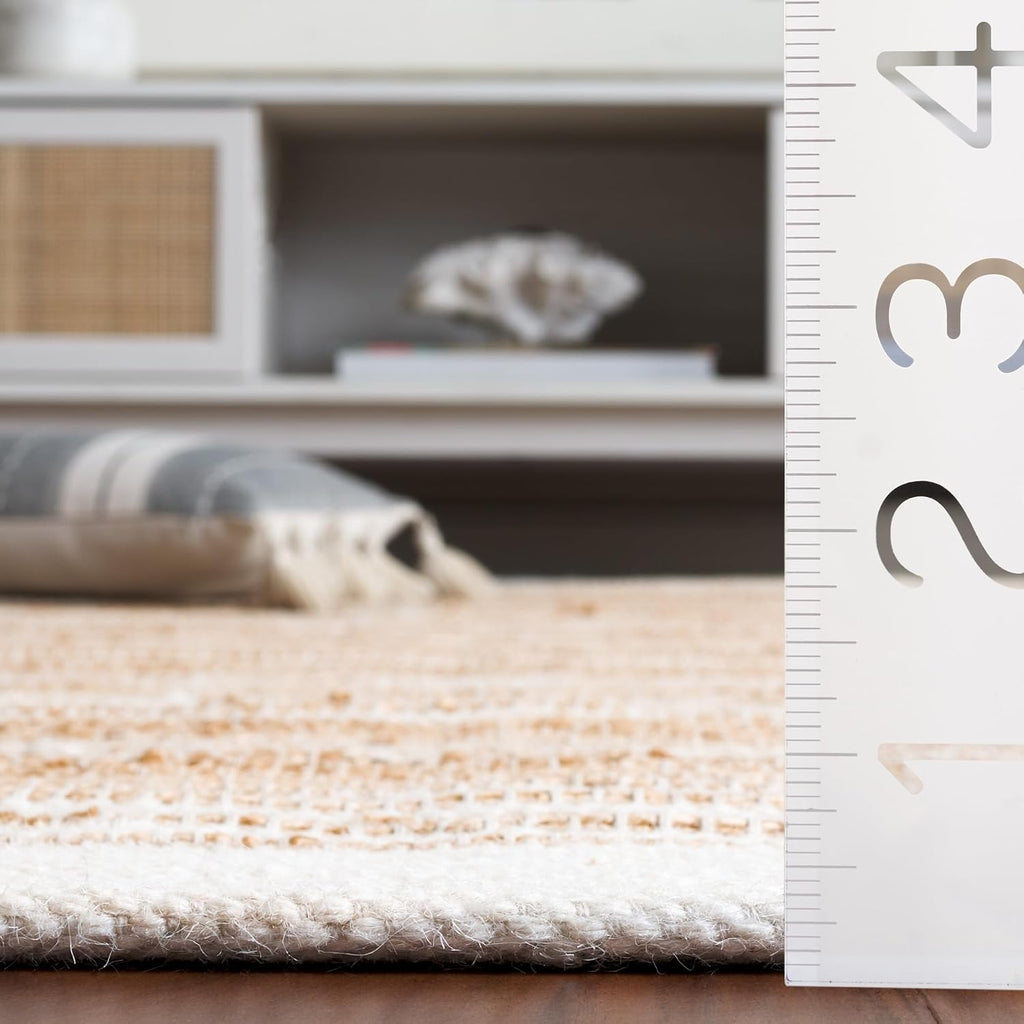 Natural Fiber Collection Area Rug - 6' Square, Natural & Ivory, Handmade Jute, Ideal for the Living Room, Dining