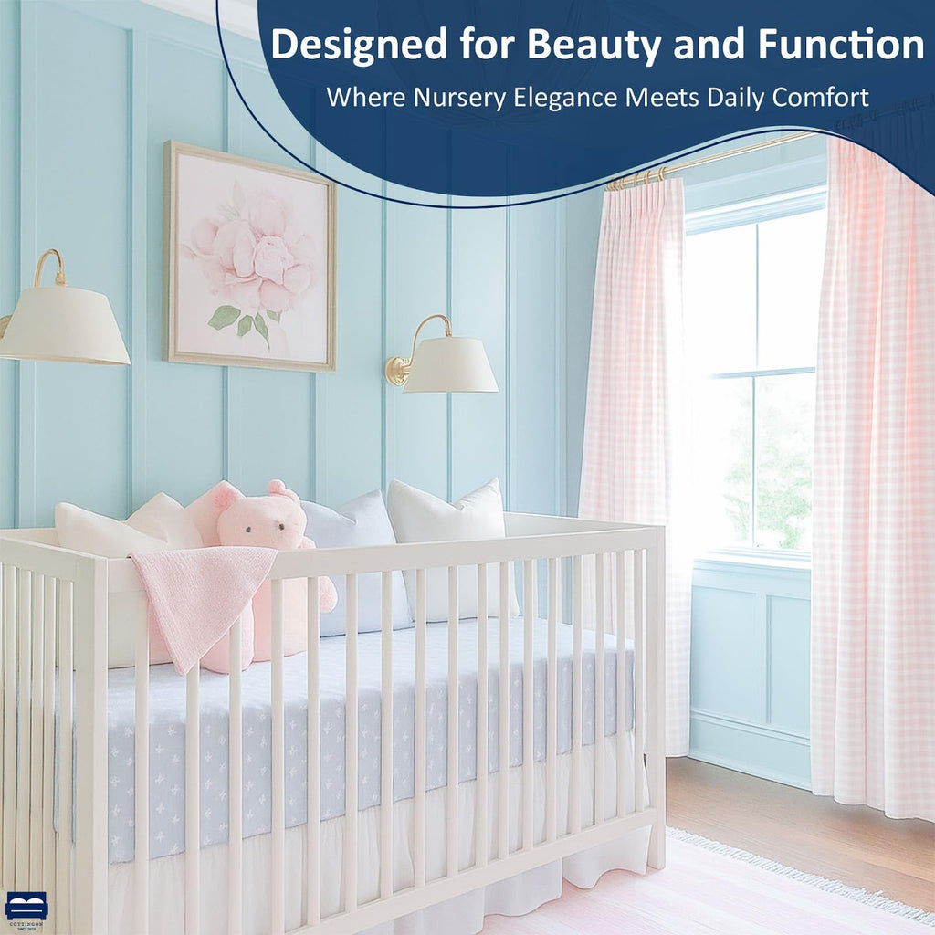 Crib Bed Skirt, Toddler Bedding Dust Ruffle, Brushed Microfiber Crib Skirt with 14" Drop, Fits Standard Crib and