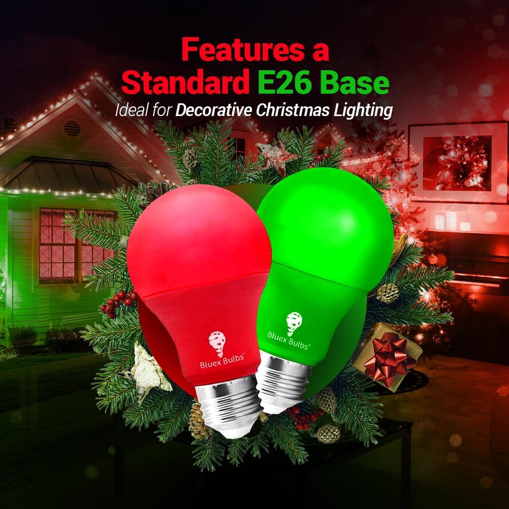 Bluex LED A19 Red Light Bulb - 9W (60Watt Equivalent) - E26 Base Red LED Lights, Party Decoration, Porch, Home