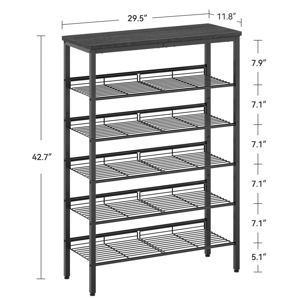 Shoe Rack, 6 Tier Shoe Organizer for Closet, Black
