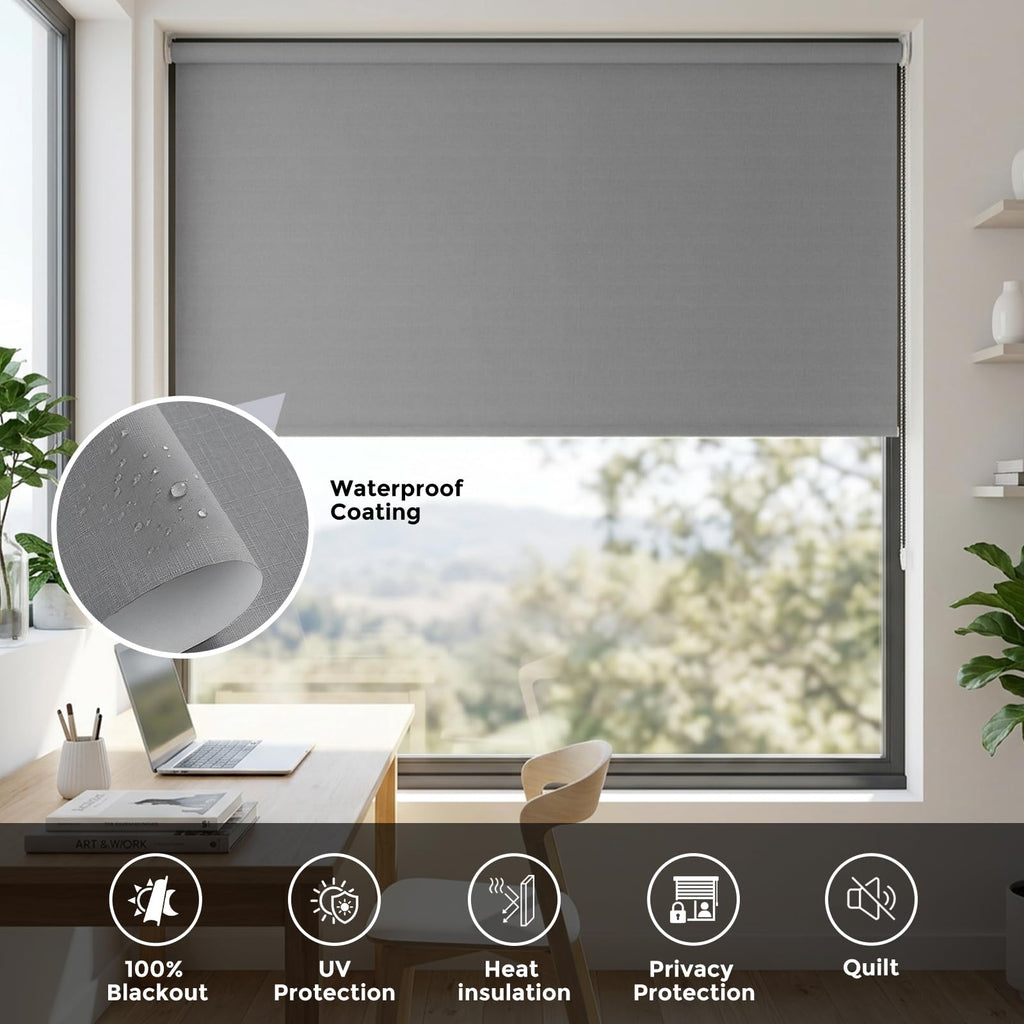 Blackout Roller Shades Blinds for Windows Grey