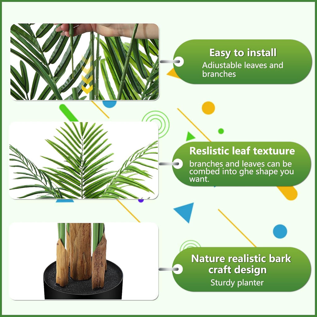 7ft Artificial Palm Tree Outdoor, Large Fake Tropical Areca Palm with 18 Trunks, Tall Faux Floor Plants for Indoor