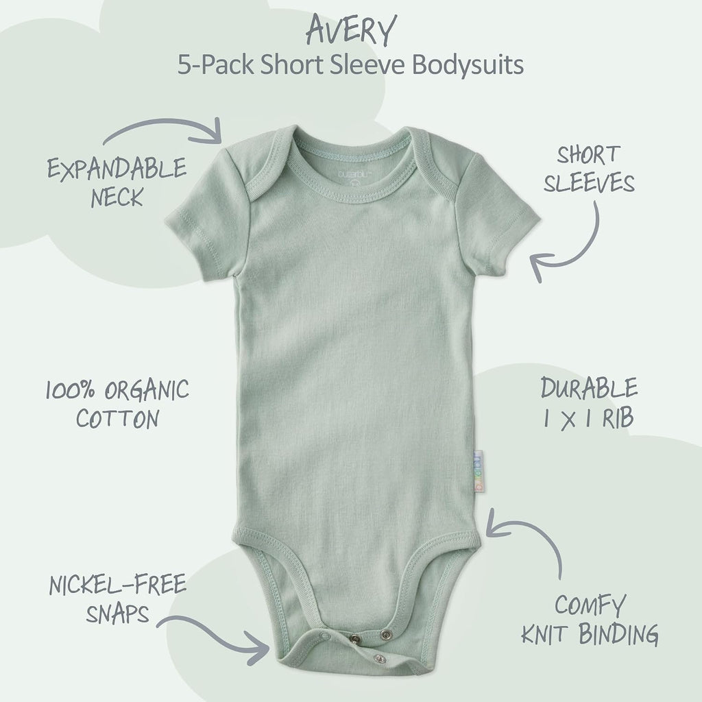 Avery Multipack Short Sleeve Bodysuits 100% Organic Cotton