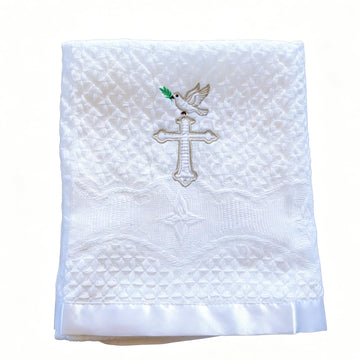 Baptism Blanket Christening Gifts for Girl Boys Soft White Knitted Shawl Receiving Crochet White Baby Blankets Towel