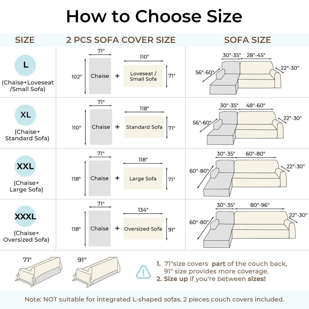 Sectional Couch Covers for Sofa Washable L Shaped Couch Cover XXXL