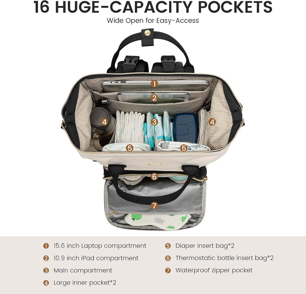 Diaper Bag Backpack, Baby Bag with Changing Station, Large Diaper Backpack for Mom Dads, Waterproof Mommy Bag for Boy