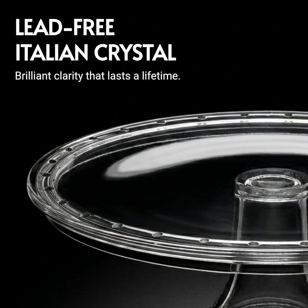 Cake Stand, Crystal Glass Footed Cake Plate Serving Platter - Made in Italy