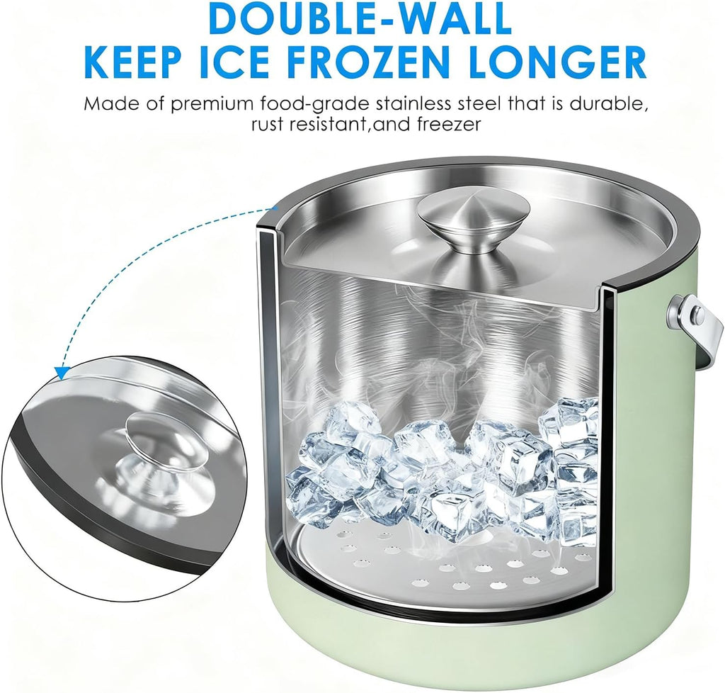3.2L Insulated Ice Bucket for Parties with Lid & Scoop