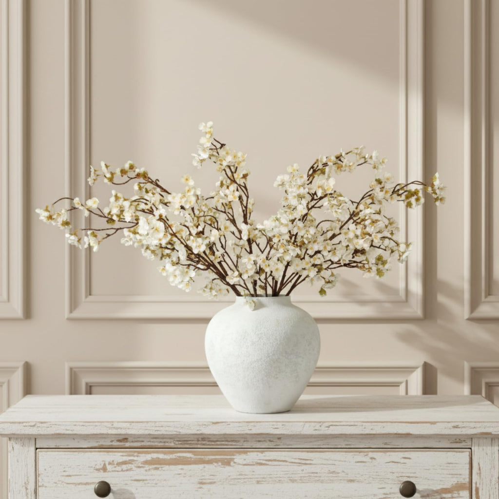 White Cherry Blossom Branches - 6 Pcs 33.5" Long Stem Artificial Flowers