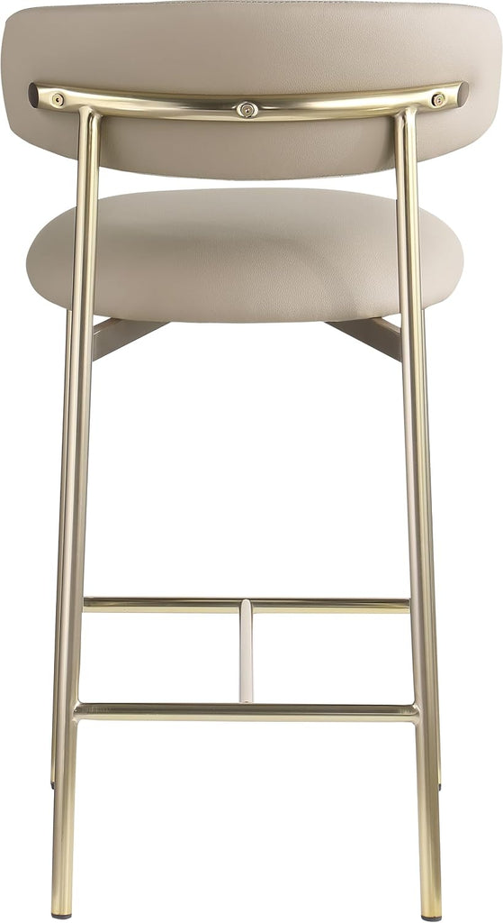 995Taupe-C Lupita Collection Modern | Contemporary Counter Stool with Soft Taupe Vegan Leather, Brushed Gold Metal