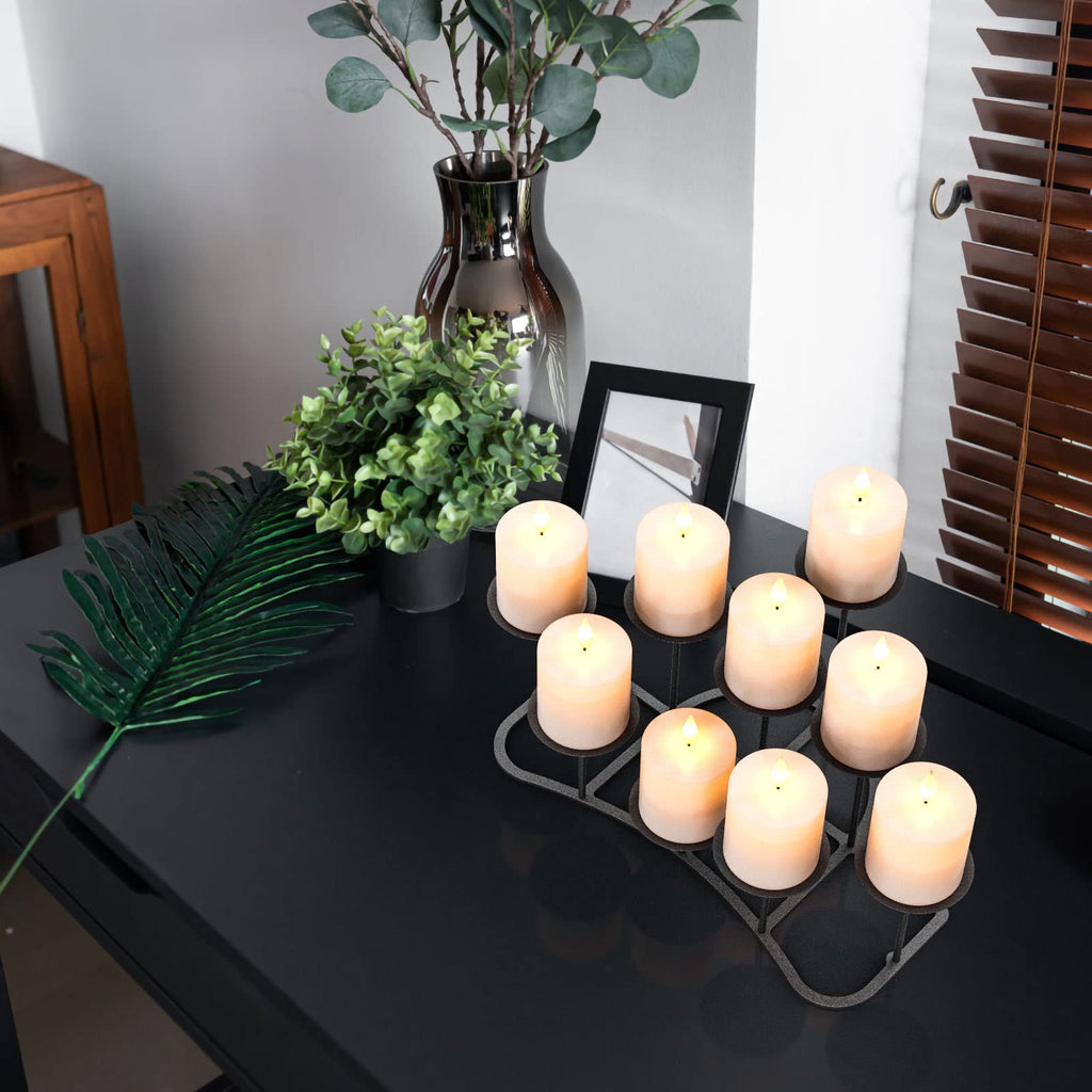Black Metal Pillar Candle Candelabra for Fireplace/Table/Wedding/Christmas Decoration Iron Candle Holders of 9 DIY