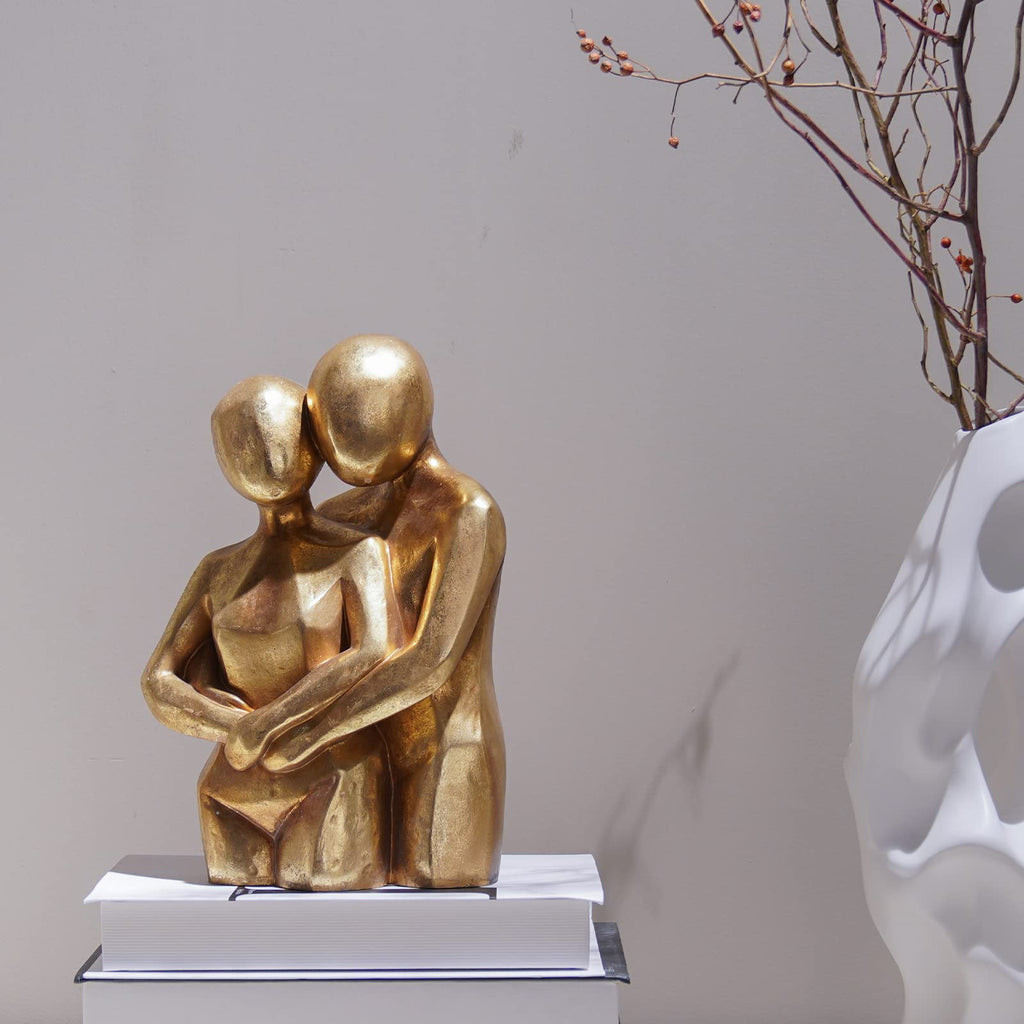 Hugging Couple Sculptures Gold Home Décor