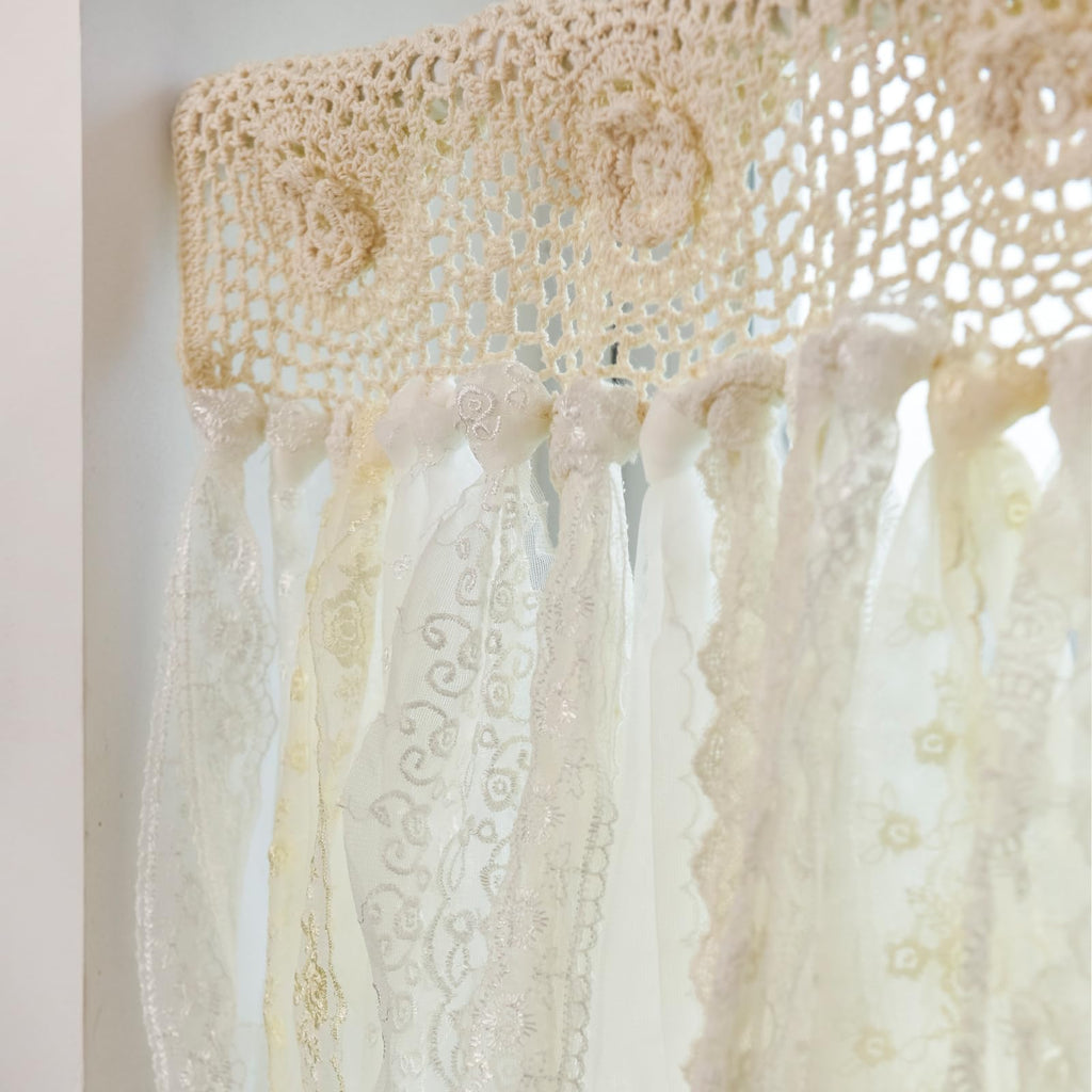Lace Closet Curtain for Open Closet Boho Macrame Cotton Doorway Curtain Privacy Room Divider Curtain Kitchen Bathroom