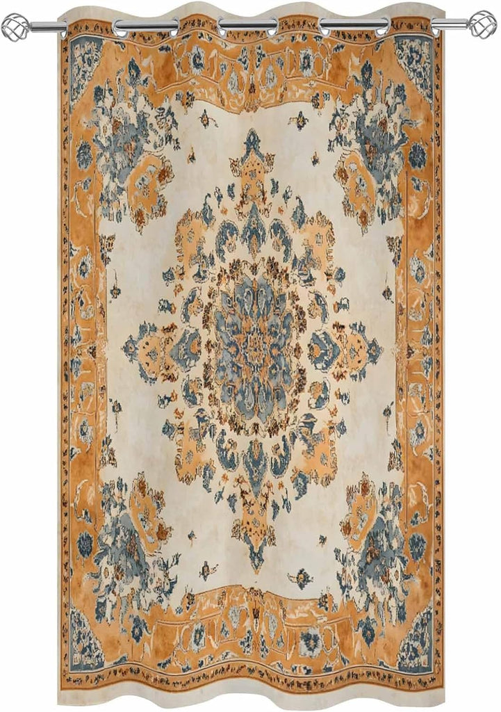 Outdoor Curtains Waterproof, Vintage Boho Floral Vintage Ethnic Distress Traditional Style Grommet Weatherproof
