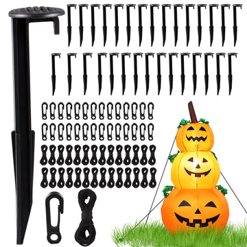 30 Sets Stakes for Inflatables with Hooks and Ropes, 5.7 in
