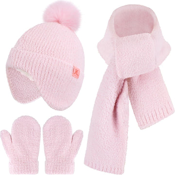 Toddler Kids Winter Hats Mittens Gloves Scarf Set Age 0-4