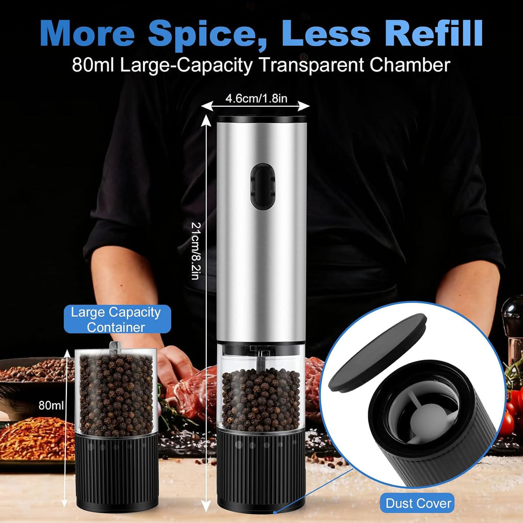 Electric Salt and Pepper Grinder Set Rechargeable,2 Pack Mill&Shakers - Set of 2