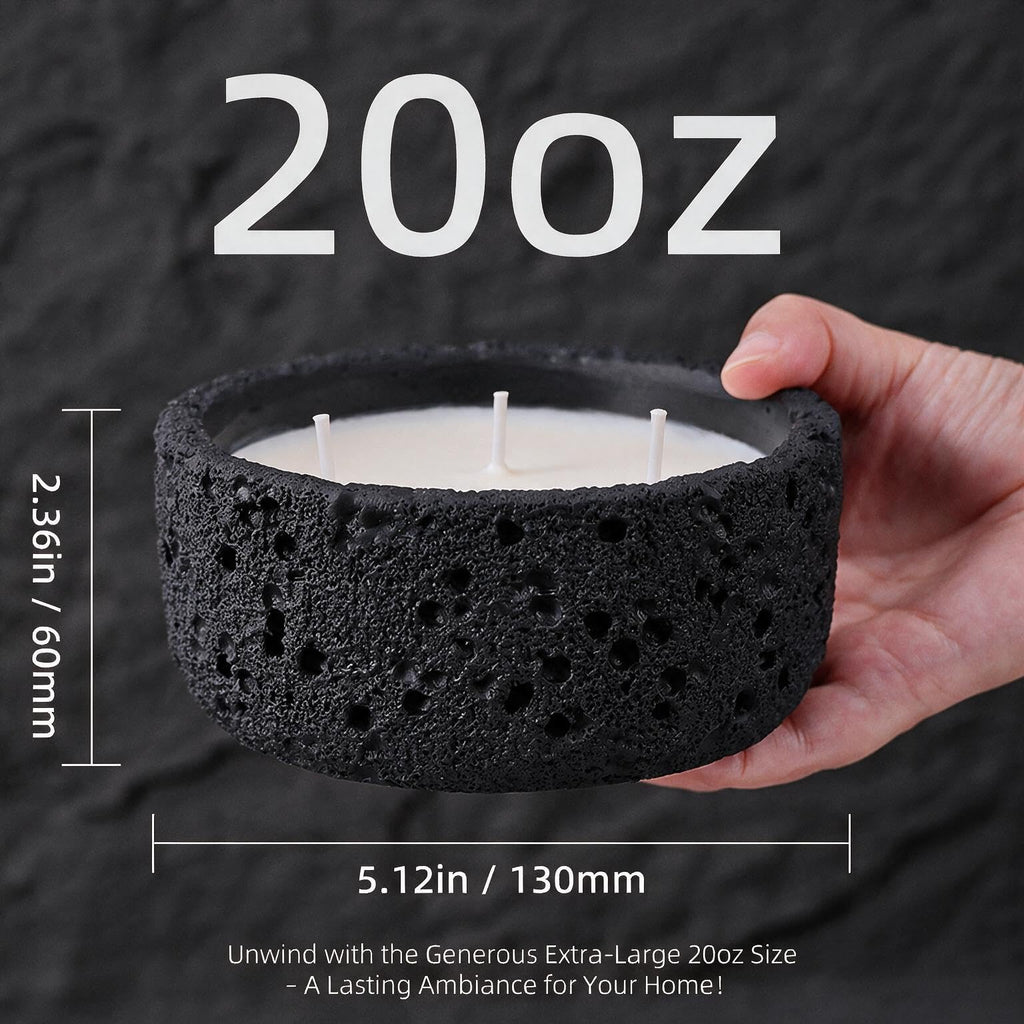 20oz Large Odor Eliminating Candle - Eucalyptus Mint, 3 Wick Fall Scented Soy Candle, Non Toxic, Matte Black Ceramic