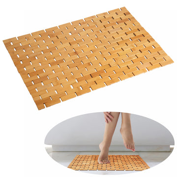 Rayon derived from Bamboo Bath Mat Bathroom Rugs Floor Wood Shower Bathtub Waterproof Non Slip Accessories 16x24 Inch