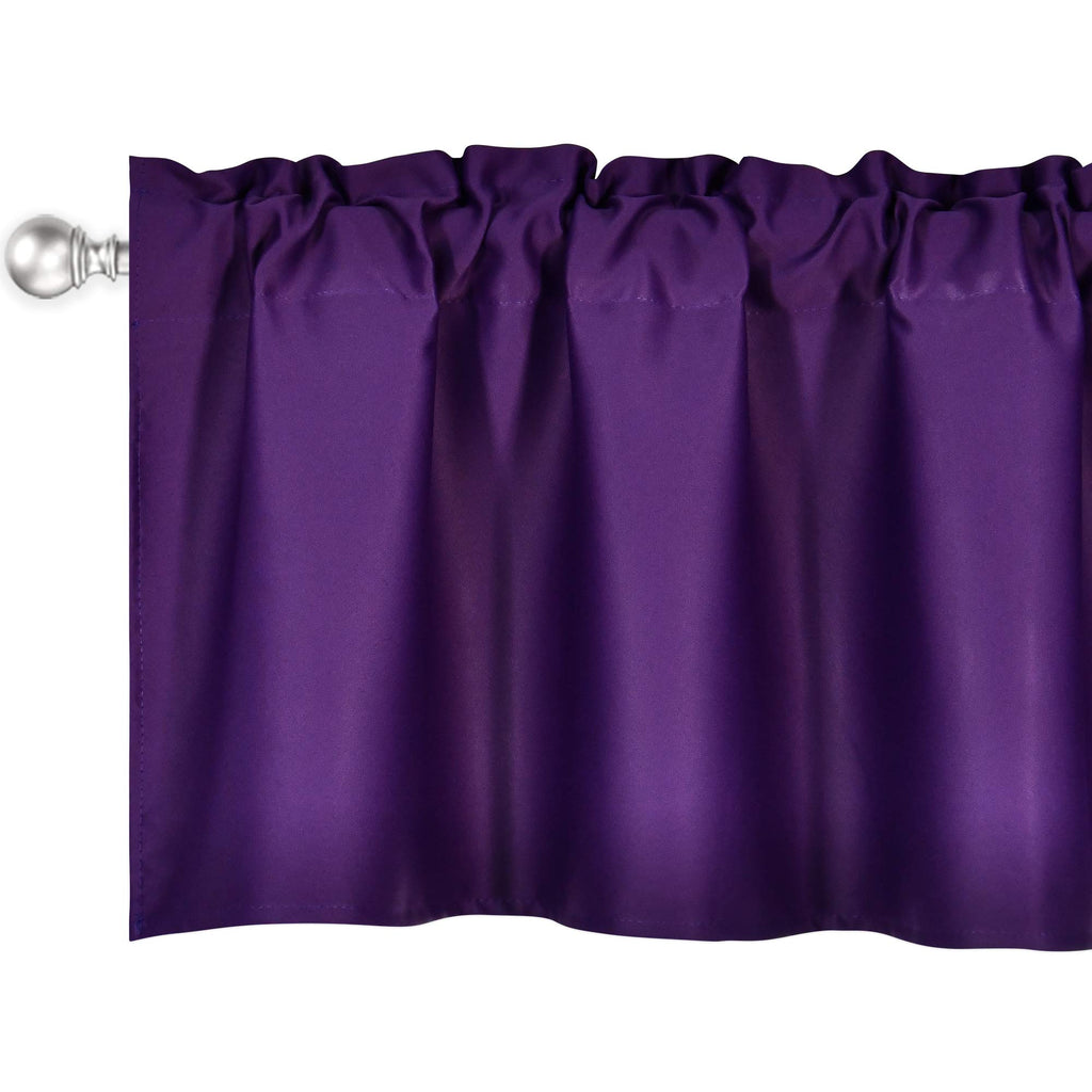 Purple Valance for Windows 60x18 Inch Solid Thermal Insulated Blackout Rod Pocket Kitchen Short Curtain Toppers