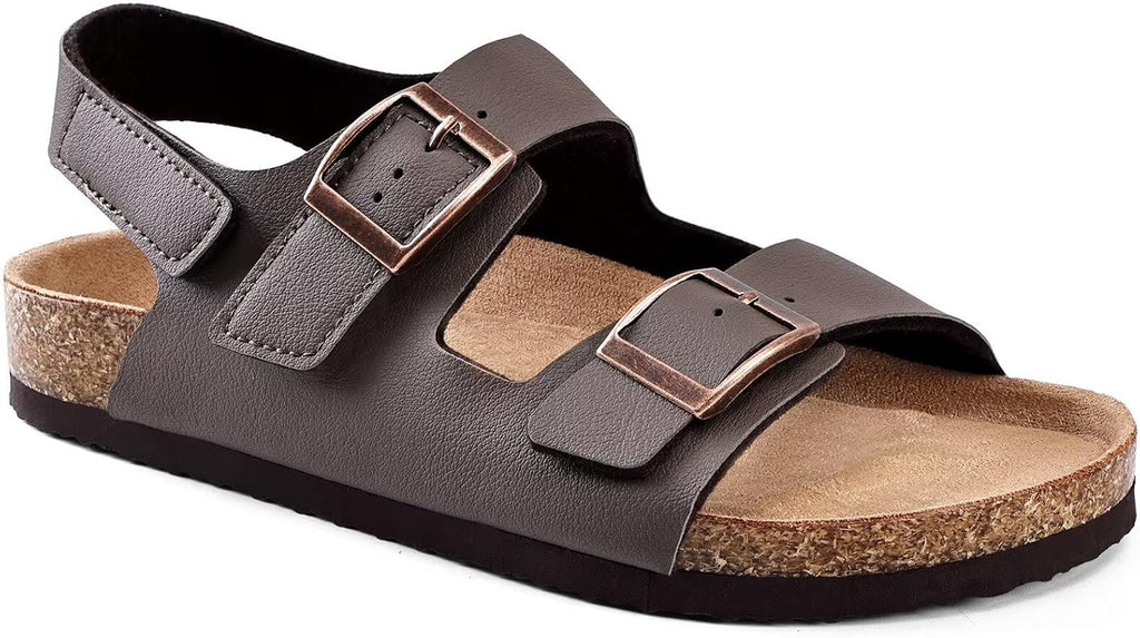 Kids Girls Boys Sandals with Cork Footbed Adjustable Strap Toddler Casual Slides Sandals Open Toes Flat
